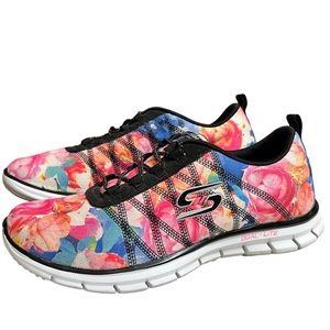 Skechers Floral Size 5 Air Cooled Memory Foam Slip-On Running Shoes